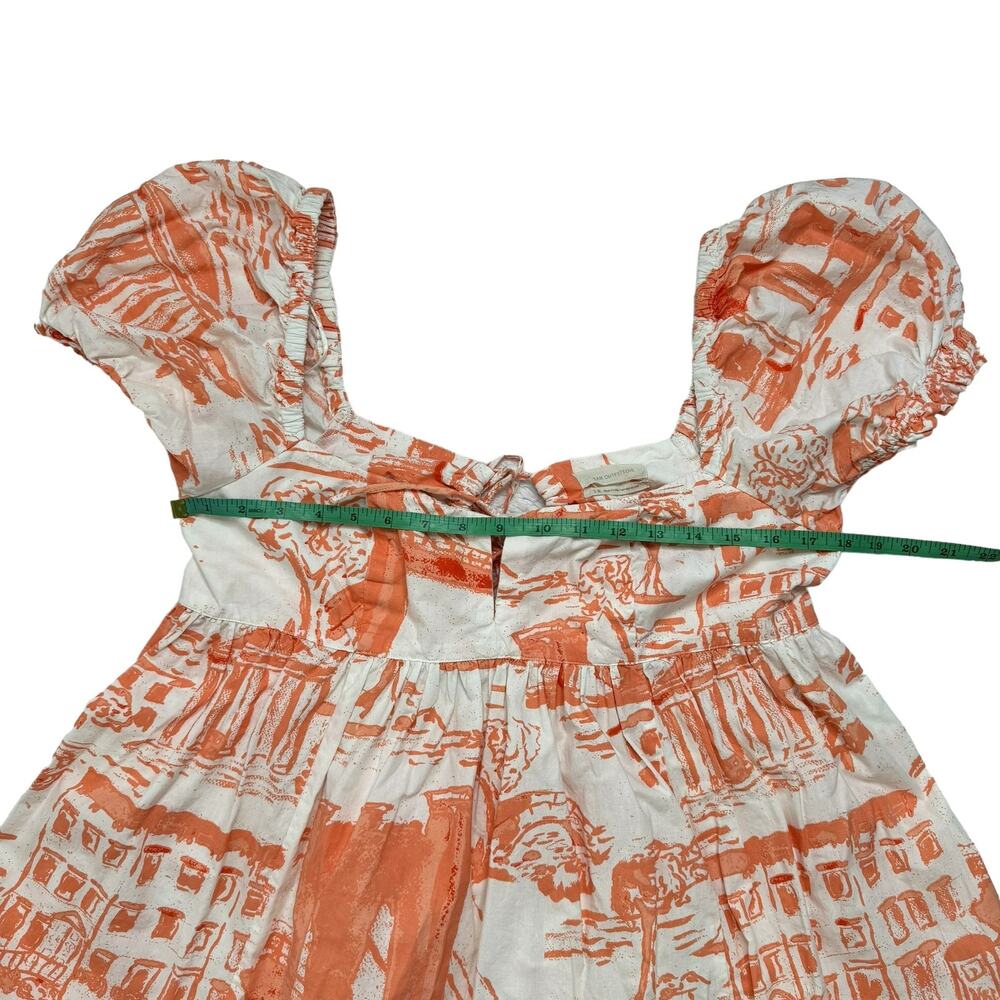 URBAN OUTFITTERS Wonderland Coral Babydoll Tieback Dress Puff Sleeve Size Large - Picture 8 of 10